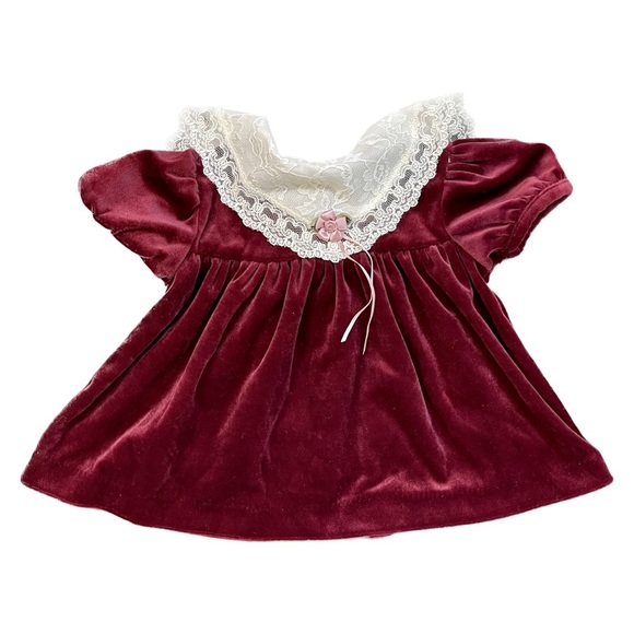 Vintage Rose Cottage Velvet and Lace Dress With Bloomers 3 Pieces 6-9 Months - Picture 3 of 8